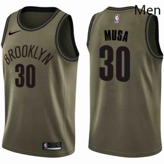 Mens Nike Brooklyn Nets 30 Dzanan Musa Swingman Green Salute to Service NBA Jersey